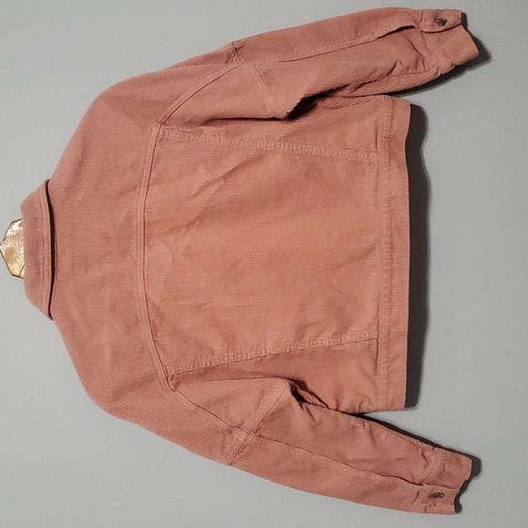 Stradivarius jacket women's size small S pink corduroy cropped crop - Picture 7 of 9